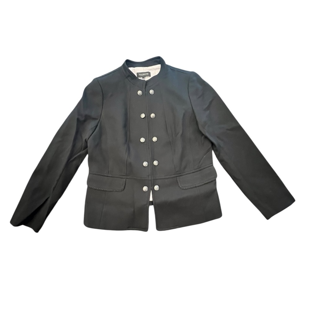 Talbots Blazer‎ Jacket Military Buttons Sz 10 Black Double Vented Lined NEW $179